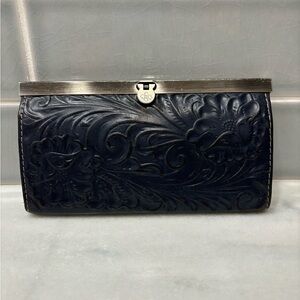 Patricia Nash Heritage Collection Navy Blue Leather Wallet